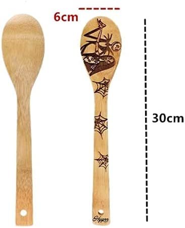 NARFIRE 5Pcs Halloween Bamboo Spatula Set