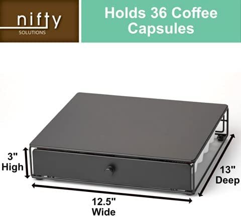 Nifty Coffee Pod Drawer – Compatible with K-Cups, 36 Pod Pack Holder, Black