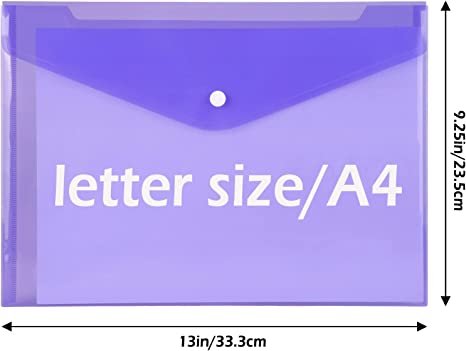 EOOUT 28pcs Plastic Envelopes, 8 Colors, A4 Size, Letter Size, for School and Office Supplies