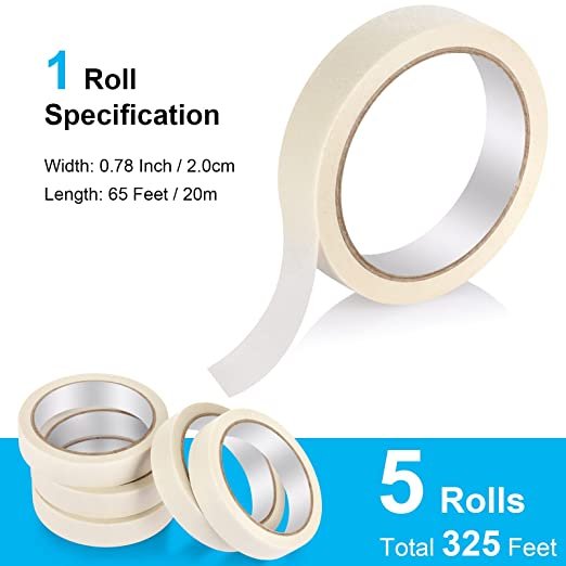 5 Rolls Masking Tape (0.78 Inch x 65 Feet x 5 Rolls)