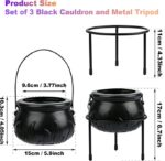 Halloween Party Decorations, Set of 3 Witches Cauldron Serving Bowls on Stand