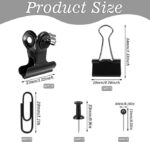 500 Pcs Black Push Pins Set, 5 Style Black Office Supplies for School and Home (Black)