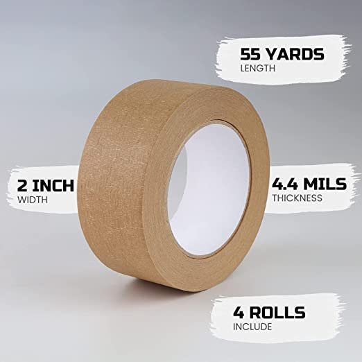 LICHAMP 4 Pack Brown Painters Tape 2 inch Wide, Medium Adhesive Brown Masking (220 Total Yards) Tape