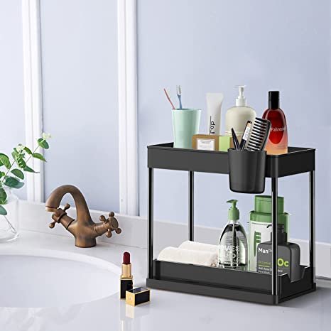 Wohingo Office Desk Organizers and Accessories,2 Tier Desktop Organization and Storage with Sliding Drawer