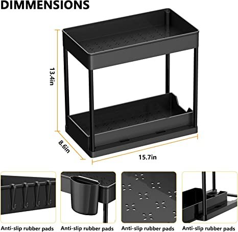 Wohingo Office Desk Organizers and Accessories,2 Tier Desktop Organization and Storage with Sliding Drawer