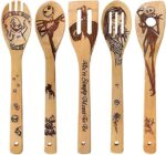NARFIRE 5Pcs Halloween Bamboo Spatula Set