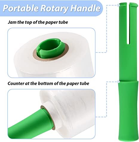 2pack 5 Inch Stretch Wrap Film with Plastic Handle, 80 Gauge Thick, 1500ft