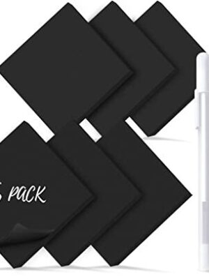 Kisdo Black Sticky Notes 3x3 Inches with 2 White Gel Pens