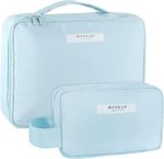 2Pcs Makeup Organizer Bag for Women and Girls Portable Travel Cosmetic Bag Blue Water-resistant Toiletries