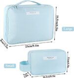 2Pcs Makeup Organizer Bag for Women and Girls Portable Travel Cosmetic Bag Blue Water-resistant Toiletries