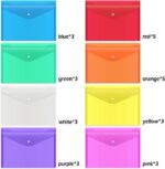 EOOUT 28pcs Plastic Envelopes, 8 Colors, A4 Size, Letter Size, for School and Office Supplies