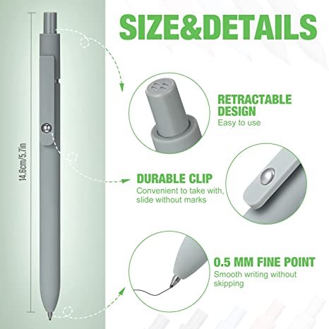 Gel Ink Pens, 0.5 mm Cute Office Supplies for School Office Home, Black Refill, 5 Colors (10 Pieces)