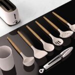 14 Pcs Silicone Cooking Utensils Kitchen Utensil Set - 446°F Heat Resistant  (BPA Free Khaki)