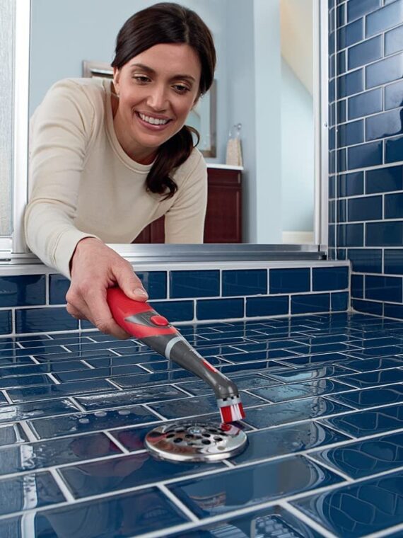 Rubbermaid Reveal Cordless Battery Power Scrubber, Gray/Red