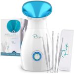 3-in-1 Large Nano Ionic Facial Steamer with Precise Temp Control - Humidifier - Unclogs Pores - Blackheads - Spa Quality - Bonus 5 Piece Stainless Steel Skin Kit