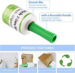 2pack 5 Inch Stretch Wrap Film with Plastic Handle, 80 Gauge Thick, 1500ft