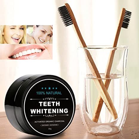 Teeth Whitening Charcoal Powder with Bamboo Brush Oral Care Set (1.05 oz)