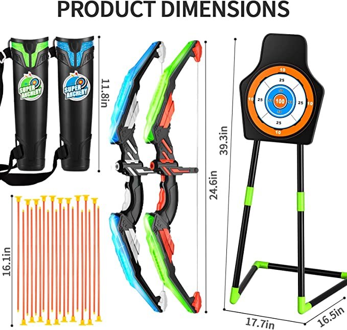 TEMI 2 Pack Bow and Arrow for Kids