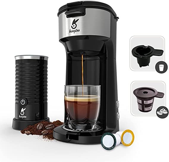 KINGTOO Coffee Maker with Milk Frother for K-Cup Pod