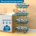 Fruit Basket for Kitchen,4 Tier Stackable Fruit and Vegetable Storage Rolling Cart