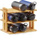 SpaceAid Bamboo Water Bottle Organizer with Labels