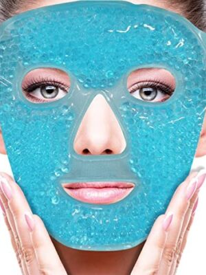 Cold Face Eye Mask Ice Pack Reduce Face Puff,Dark Circles,Gel Beads Hot Heat Cold Compress Pack,Face SPA for Woman Sleeping, Pressure, Headaches, Skin Care[Blue]