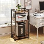 TC-HOMENY 3-Tier Movable Printer Stand with Storage Rolling Floor-Standing