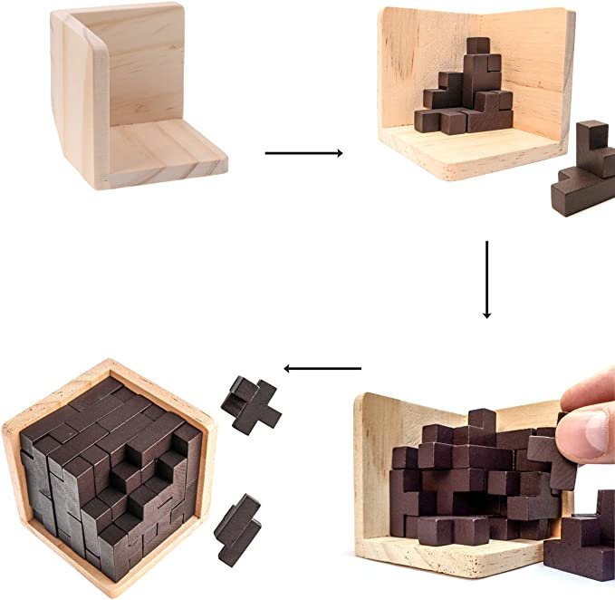 Original 3D Wooden Brain Teaser Puzzle by Sharp Brain Zone.