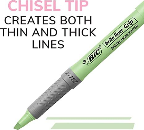 BIC Highlighter Set, 12-Count Pack of Pastel Highlighters in Assorted Colors