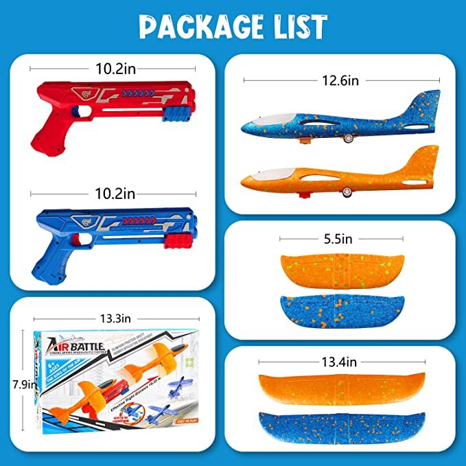 TOYFIT 2 Pack LED Light Airplane Launcher Toy Set