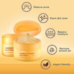 Turmeric Clay Mask for Dark Spots, Brighten and Refining Pores- Includes Mask Brush and Konjac Facial Sponges