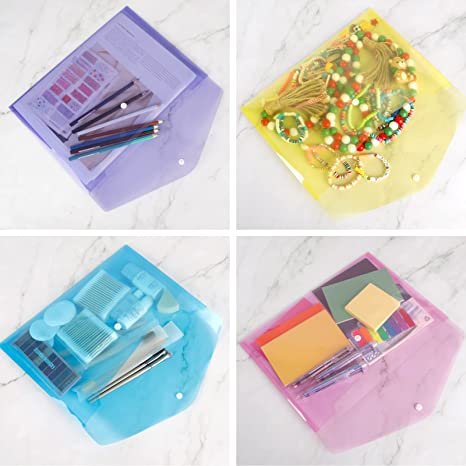 EOOUT 28pcs Plastic Envelopes, 8 Colors, A4 Size, Letter Size, for School and Office Supplies