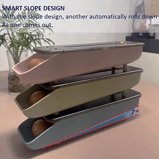 GONNADOO LIFE Egg container for refrigerator Automatic Rolling with Date Reminder