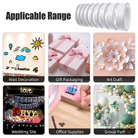 Double-Sided Tape for Crafts, DIY and Office School Supplies (Width: 8mm/ 10mm/ 12mm/ 15mm/25mm)