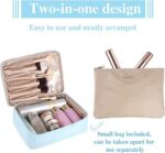 2Pcs Makeup Organizer Bag for Women and Girls Portable Travel Cosmetic Bag Blue Water-resistant Toiletries