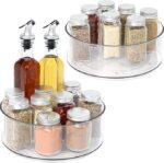 Lazy Susan - 2 Pack Round Plastic Clear Rotating Turntable Organization & Storage Container Bins