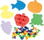 Fun Express Color Match Peg Boards Set - 6 Pieces - Educational and Learning Activities for Kids