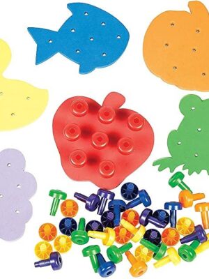 Fun Express Color Match Peg Boards Set - 6 Pieces - Educational and Learning Activities for Kids