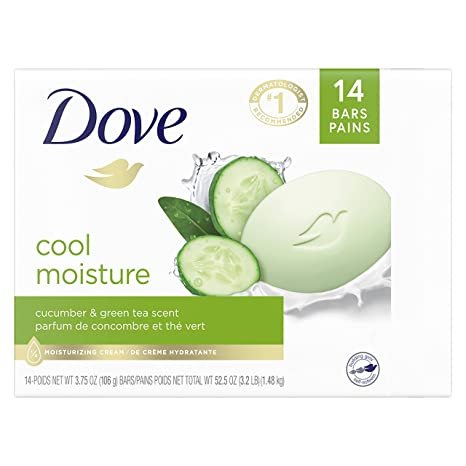 Dove Skin Care Beauty Bar For Softer Skin Cucumber and Green Tea 3.75 oz, 14 Bars