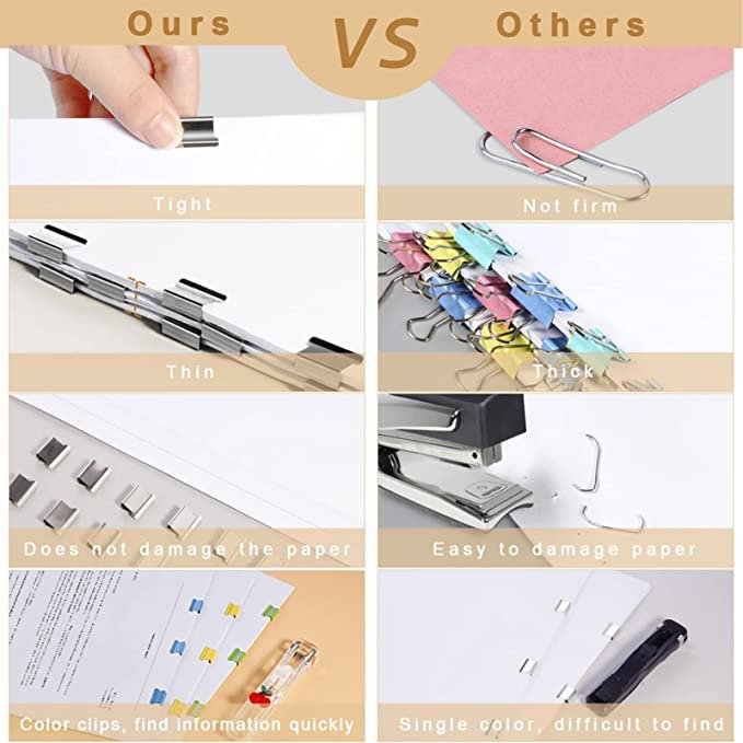 6pcs Paper Clip Dispenser,Clam Clip Dispensers with 200 Metal Refill Clips