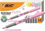 BIC Highlighter Set, 12-Count Pack of Pastel Highlighters in Assorted Colors