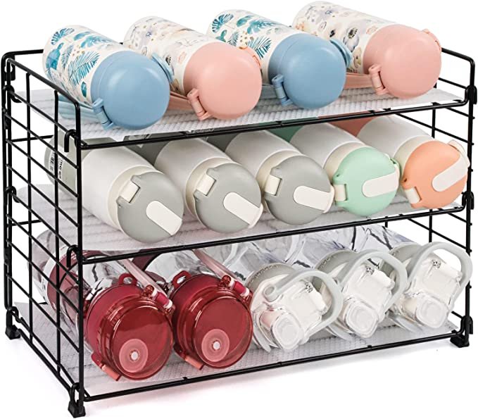 Vidor Adjustable Water Bottle Organizer Storage,3-Tier Wall-Mounted Water Bottle Storage Rack