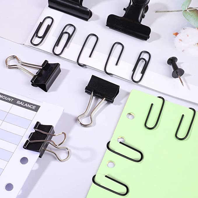 500 Pcs Black Push Pins Set, 5 Style Black Office Supplies for School and Home (Black)