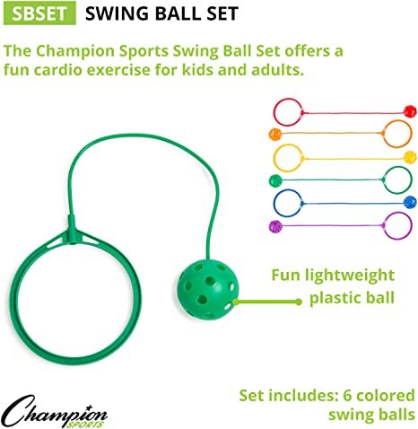 Champion Sports Skip Ball Ankle Toy for Kids, Pack of 6, Assorted Colors