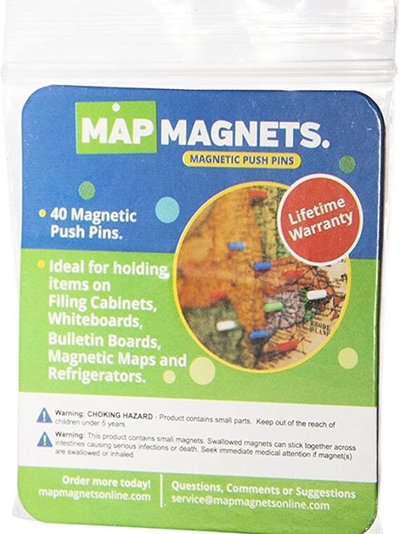 40 Magnetic Pins in Assorted Colors - 4mm x 10mm (Blue)