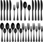 20 Piece Matte Black Silverware Set,Stainless Steel Flatware Cutlery Set Service for 4