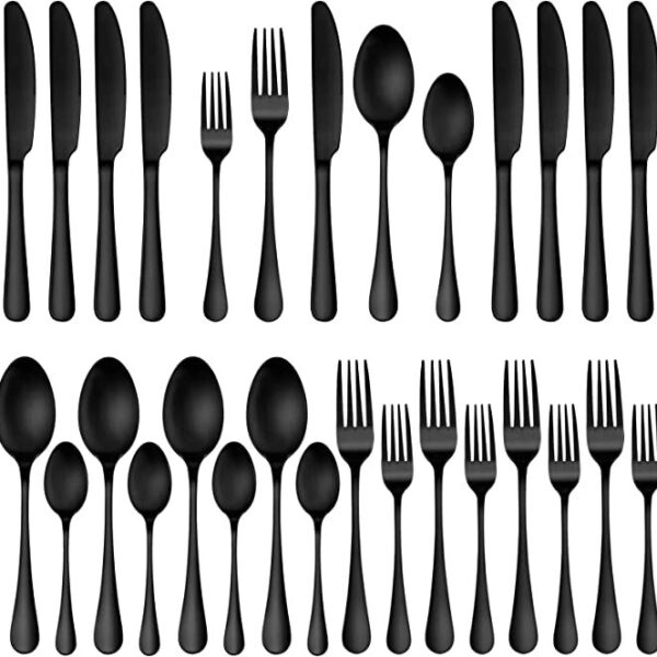 20 Piece Matte Black Silverware Set,Stainless Steel Flatware Cutlery Set Service for 4