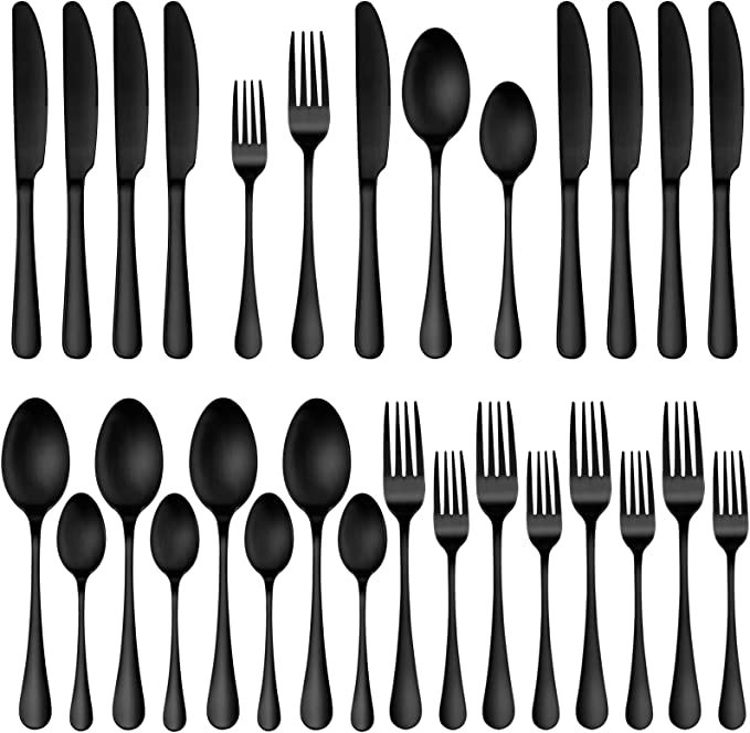 20 Piece Matte Black Silverware Set,Stainless Steel Flatware Cutlery Set Service for 4