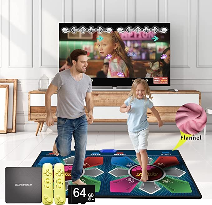 Music Double Dance Mat for Kids and Adults,64G memory card,Fitness Dance Games with MV/3D/Cartoon Dance Mode