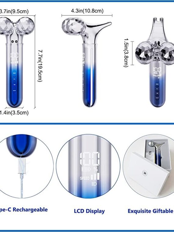 Microcurrent Face Massager Roller, 5D Microcurrent Facial Device Facial Massager Gift for Women